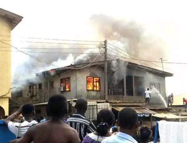 House On Fire At Oke-Ira, Lagos (Photos)